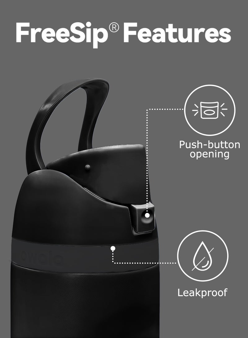 زجاجة مياه معزولة من الفولاذ المقاوم للصدأ مع شفاطة للرياضة والسفر، 24 أونصة، لون أسود، 24 أونصة - Image 4